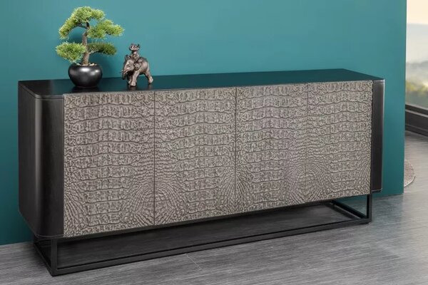 Komoda CROCODILE 177 CM šedočerná masiv mango Nábytek | Úložné prostory | Komody | Nízké
