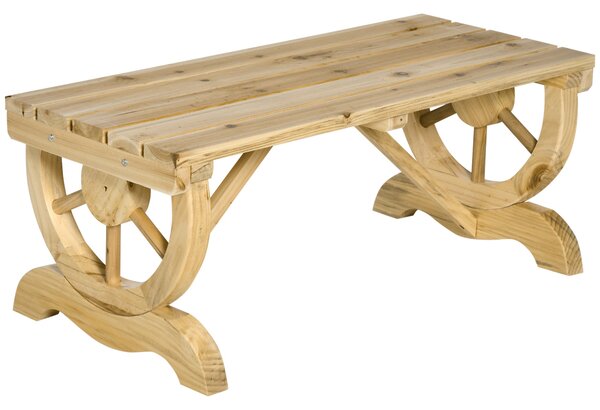 Zahradní lavice Outsunny, dřevěná, odolná vůči počasí, rustikální venkovní nábytek, Přírodní 98 x 50 x 39,5 cm | Aosom