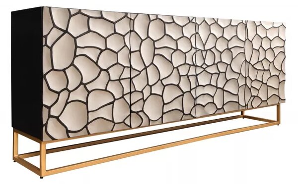 Komoda VULCANO MOSAIK 177 CM masiv mango - bílá/zlatá Nábytek | Úložné prostory | Komody | Nízké