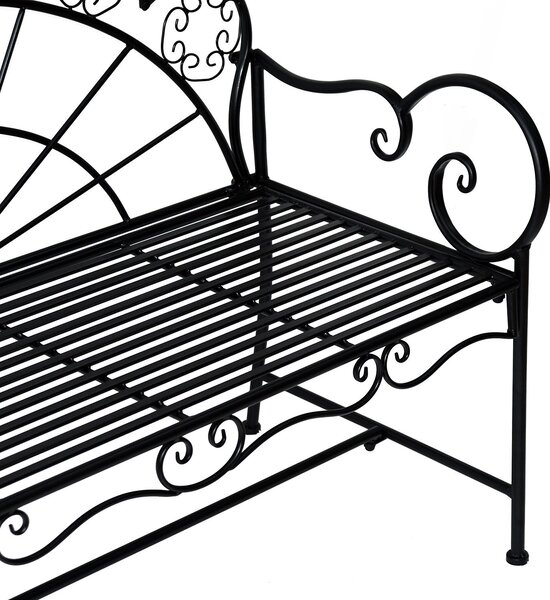 Outsunny Dvoumístná Zahradní Lavička, Pevná, Odolná proti Korozi, Sedací Nábytek pro Terasu, Zahradu a Obytné Exteriéry 107 cm x 55,5 cm x 90,5 cm, Če