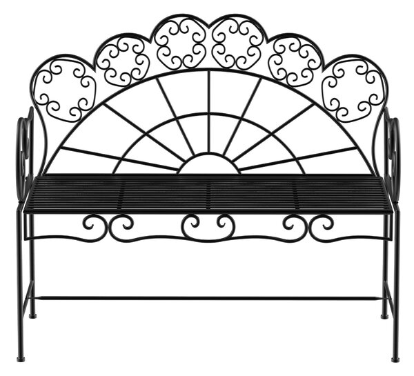 Outsunny Dvoumístná Zahradní Lavička, Pevná, Odolná proti Korozi, Sedací Nábytek pro Terasu, Zahradu a Obytné Exteriéry 107 cm x 55,5 cm x 90,5 cm, Če