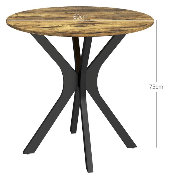 HOMCOM Kulatý jídelní stůl 78 x 78 cm pro 2 osoby s ocelovou konstrukcí Spider - ideální do kuchyně, jídelny a obývacího pokoje | Aosom