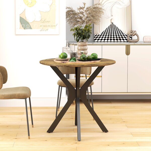 HOMCOM Kulatý jídelní stůl 78 x 78 cm pro 2 osoby s ocelovou konstrukcí Spider - ideální do kuchyně, jídelny a obývacího pokoje | Aosom