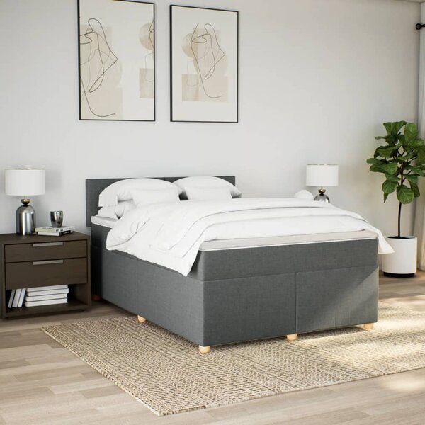 Box spring postel s matrací tmavě šedý 140 x 190 cm textil 3286669