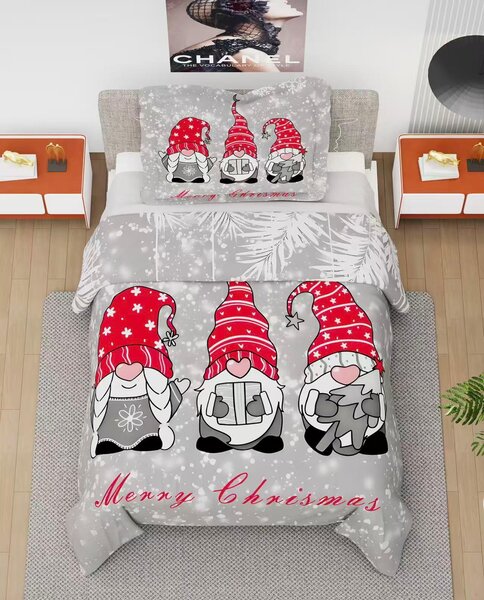 Vánoční povlečení 140x200 70x90 – Skřítci Merry Christmas | 2dílná sada