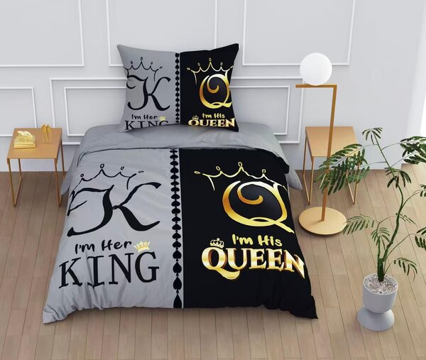 Povlečení 140x200 70x90 – King & Queen | Bavlna 80% | 2dílná sada