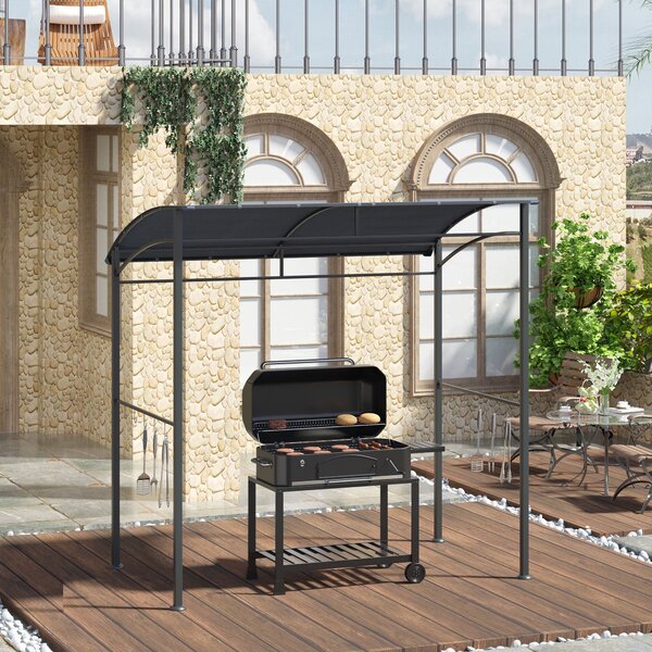 Grilovací pavilon Outsunny 215 x 150 x 220 cm, voděodolný zahradní pavilon s klenutou střechou, zahradní altán s háčky, grilovací pavilon, zahradní st