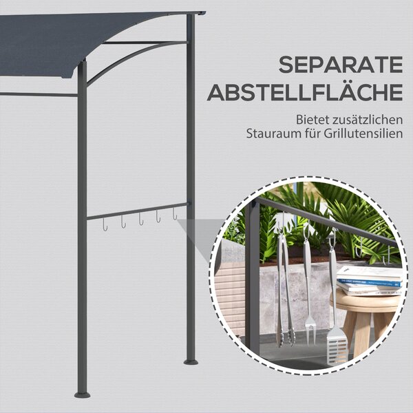Grilovací pavilon Outsunny 215 x 150 x 220 cm, voděodolný zahradní pavilon s klenutou střechou, zahradní altán s háčky, grilovací pavilon, zahradní st