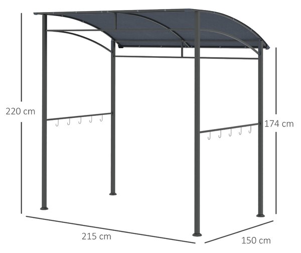 Grilovací pavilon Outsunny 215 x 150 x 220 cm, voděodolný zahradní pavilon s klenutou střechou, zahradní altán s háčky, grilovací pavilon, zahradní st