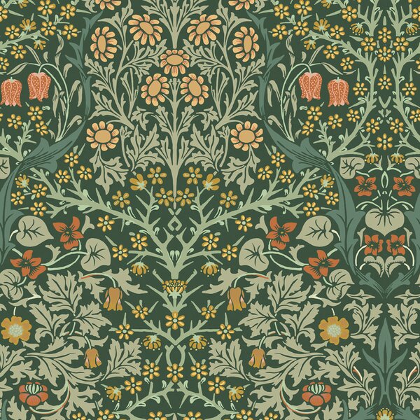 Vliesová tapeta na zeď, zelená, květiny, listy, 124252, William Morris At Home
