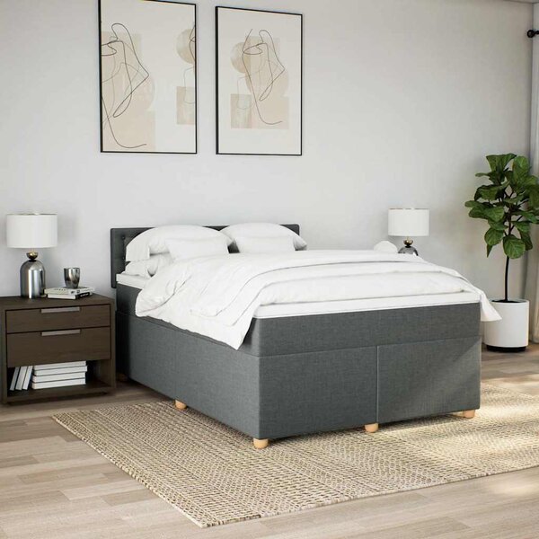 Box spring postel s matrací tmavě šedý 140 x 190 cm textil 3286690