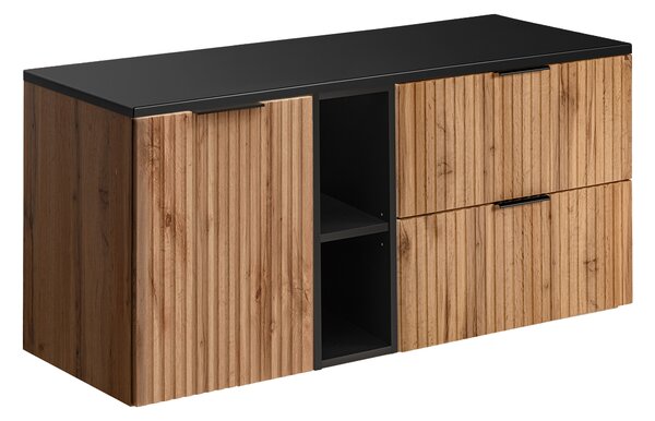 Comad Koupelnová skříňka pod deskové umyvadlo s košem na prádlo Adel Oak SET-ADO B BLACK LB 120 černá/dub wotan