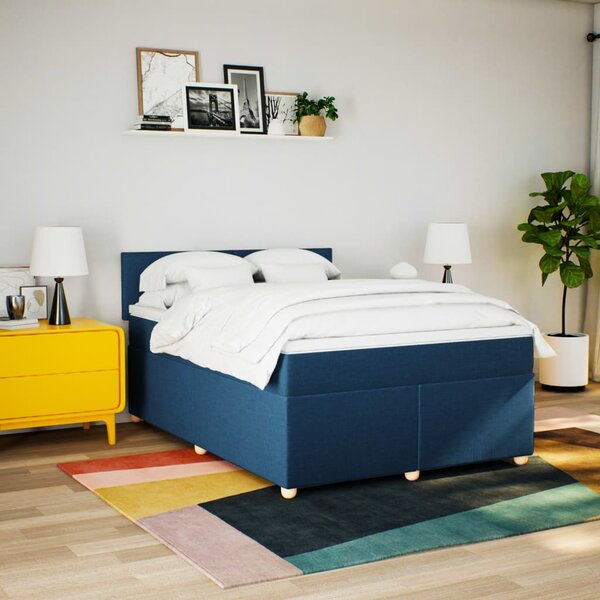 Box spring postel s matrací modrá 140x200 cm textil 3286702
