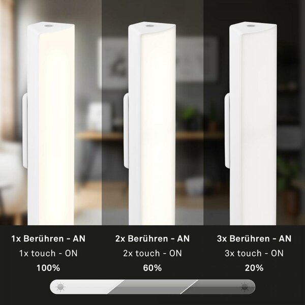BRILONER LED nabíjecí stolní lampa, 30 cm, paměť, 7W, 700lm, bílé IP44 BRILO 7474016