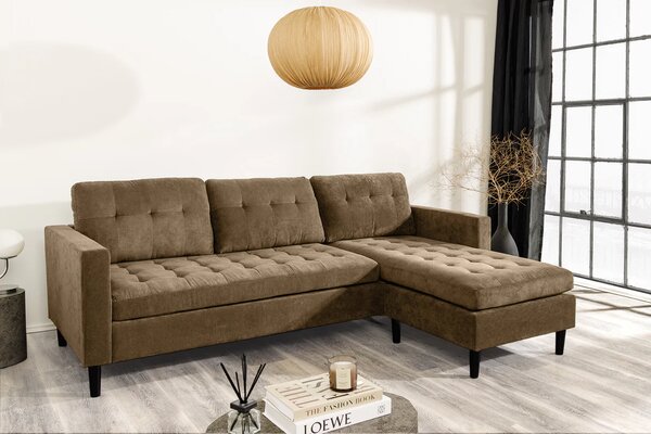 Rohová pohovka STOCKHOLM 220 CM hnědá manšestr UNI Nábytek | Obývací pokoj | Sedací soupravy a pohovky | Sedací soupravy | Rohové