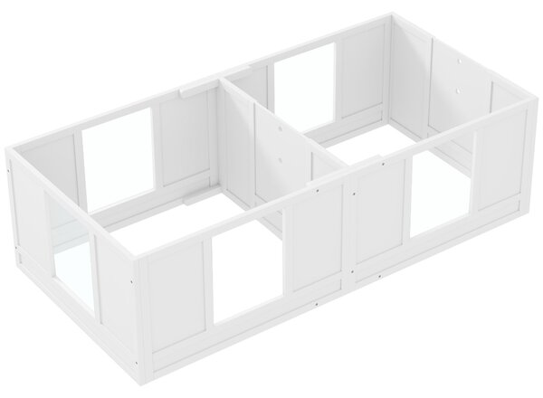 PawHut Box pro štěňata, Ohrádka pro štěňata s designem ve dvou místnostech, Ohrádka pro psy s dveřmi, Box pro štěňata pro malé psy, 164x80x48 cm, Bílá