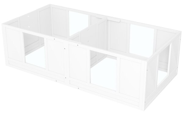 PawHut Box pro štěňata, Ohrádka pro štěňata s designem ve dvou místnostech, Ohrádka pro psy s dveřmi, Box pro štěňata pro malé psy, 164x80x48 cm, Bílá