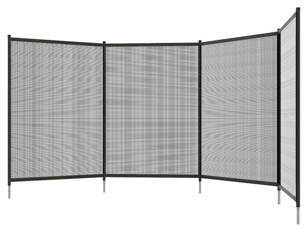Outsunny Zahradní plot do jezírka, 365 x 126 cm, sada 4 dekorativních plotů kolem bazénu s možností nožního opření pro terasu, balkon, síťovaný, černý