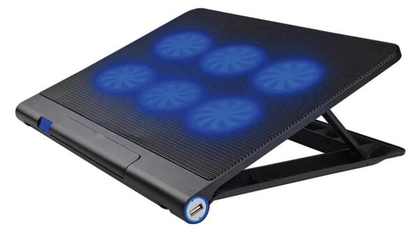 Chladící podložka pro notebook 6x ventilátor 2xUSB černá