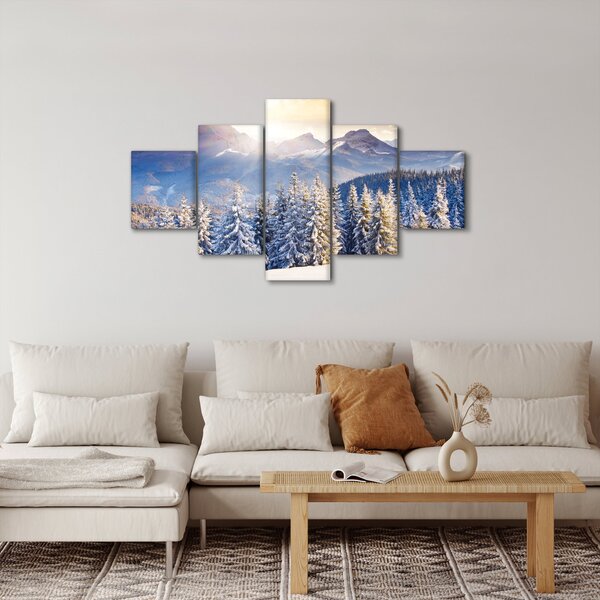 Obraz - Horská krajina v zimě (125x70 cm)