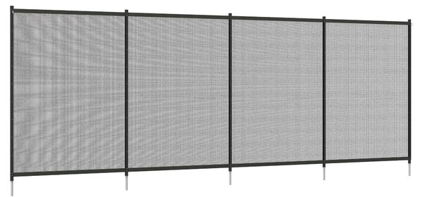 Outsunny Zahradní plot do jezírka, 365 x 126 cm, sada 4 dekorativních plotů kolem bazénu s možností nožního opření pro terasu, balkon, síťovaný, černý