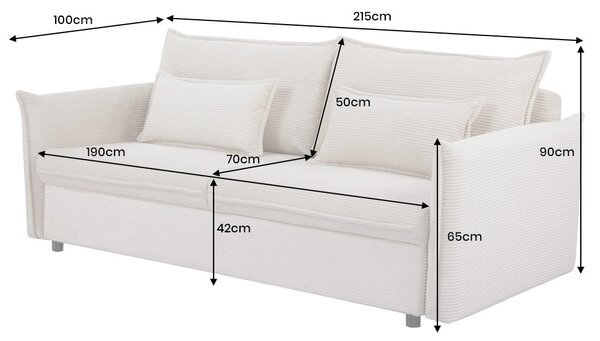 Rozkládací pohovka APARTMENT 3M 215 CM béžová manšestr