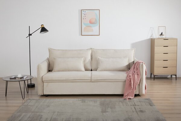 Rozkládací pohovka APARTMENT 3M 215 CM béžová manšestr