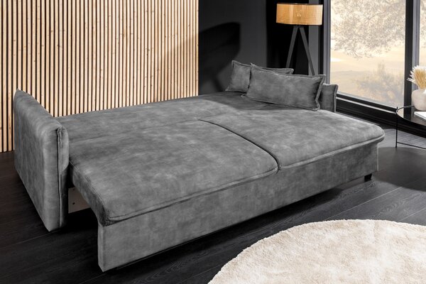 Rozkládací pohovka APARTMENT 3M 215 CM šedá samet