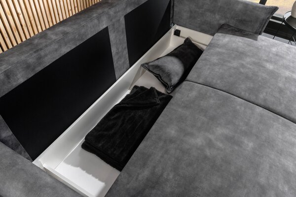 Rozkládací pohovka APARTMENT 3M 215 CM šedá samet