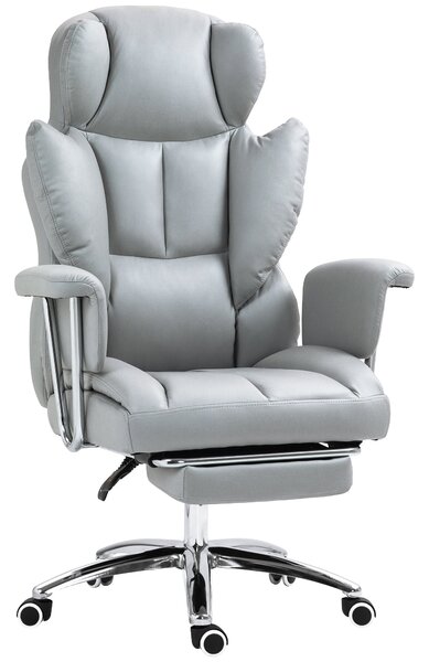 HOMCOM Kancelářská židle s funkcí sklápění, ergonomická židle, výškově nastavitelná točící židle s podnožkou, polstrovaná, až pro 120 kg, do kanceláře