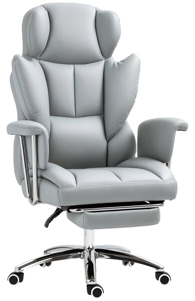 HOMCOM Kancelářská židle s funkcí sklápění, ergonomická židle, výškově nastavitelná točící židle s podnožkou, polstrovaná, až pro 120 kg, do kanceláře