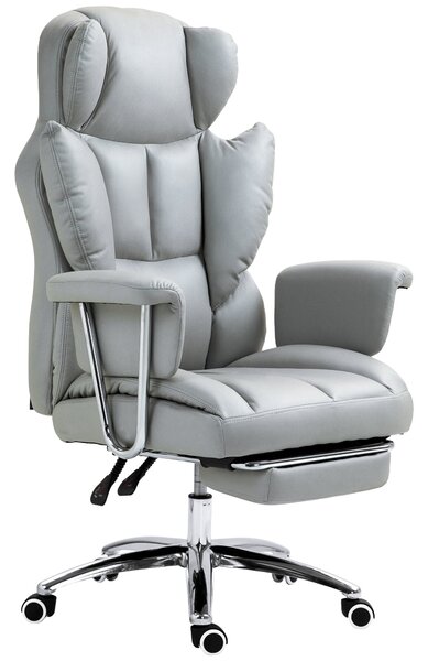 HOMCOM Kancelářská židle s funkcí sklápění, ergonomická židle, výškově nastavitelná točící židle s podnožkou, polstrovaná, až pro 120 kg, do kanceláře