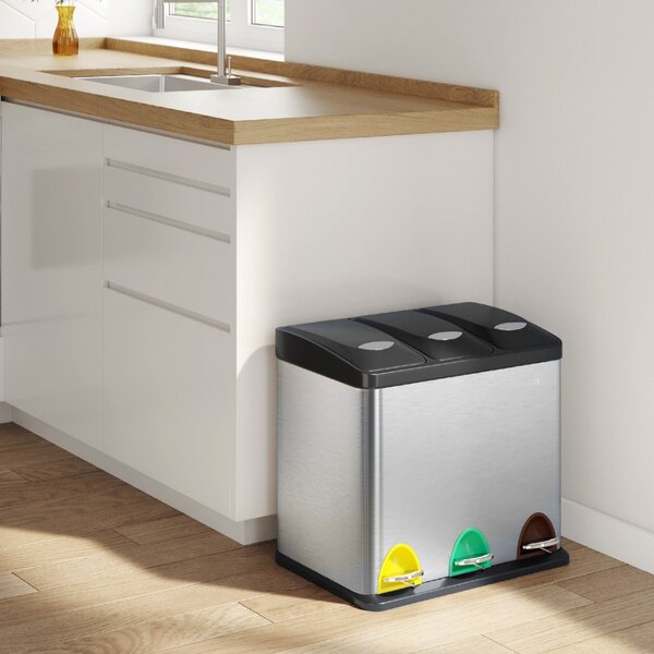 Koš na třídění odpadu SORT 24l (3x8l), stříbrná Jurhan