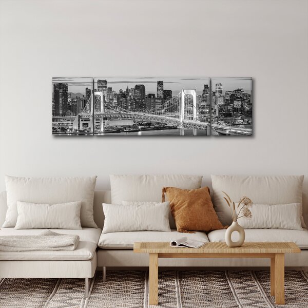 Obraz - Černobílé velkoměsto (170x50 cm)