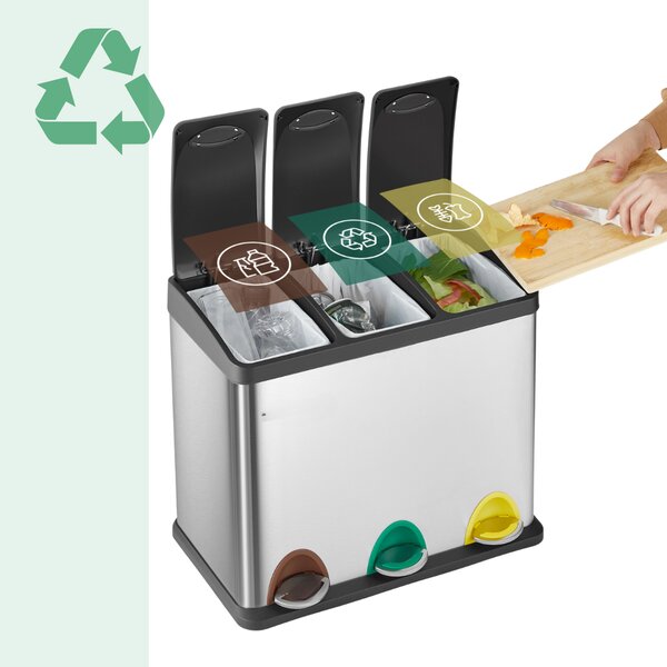 Koš na třídění odpadu SORT 24l (3x8l), stříbrná Jurhan