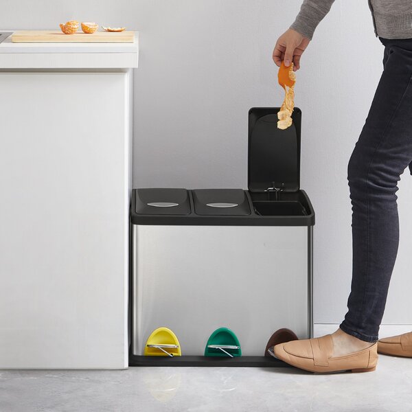 Koš na třídění odpadu SORT 24l (3x8l), stříbrná Jurhan