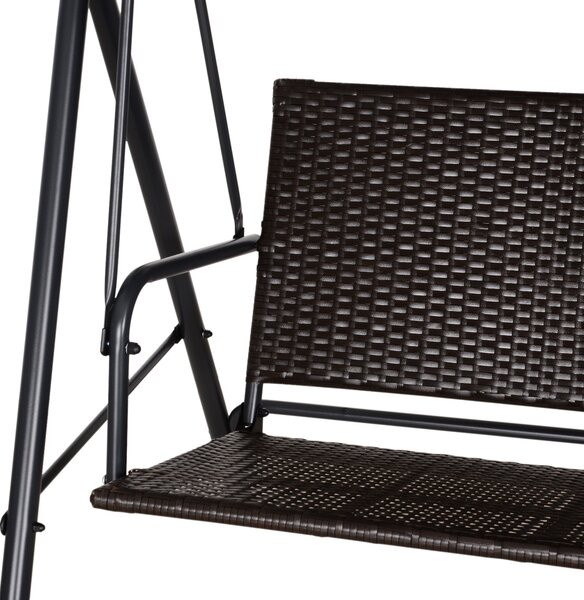 Outsunny Hollywoodský houpač 2-místný zahradní houpačka s nastavitelnou sluneční střechou, ocelový rám, ratan 140 x 110 x 151 cm | Aosom