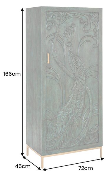 Vysoká komoda PEACOCK 3D 170 CM zelená masiv mango Nábytek | Úložné prostory | Komody | Vysoké