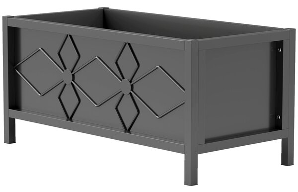 Zahradní vyvýšený květinový box Outsunny z pozinkované oceli s bezpečnostním okrajem, obdélníkový záhon pro květiny, bylinky a zeleninu, 80 x 40 x 38