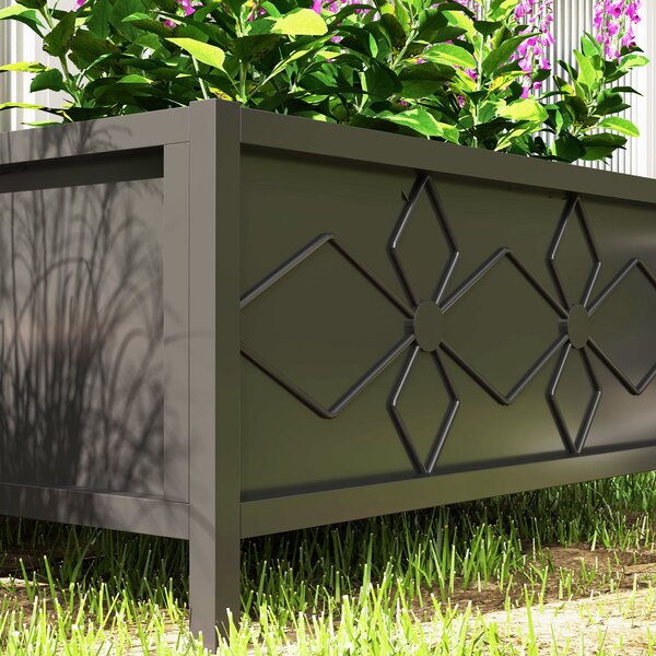 Zahradní vyvýšený květinový box Outsunny z pozinkované oceli s bezpečnostním okrajem, obdélníkový záhon pro květiny, bylinky a zeleninu, 80 x 40 x 38