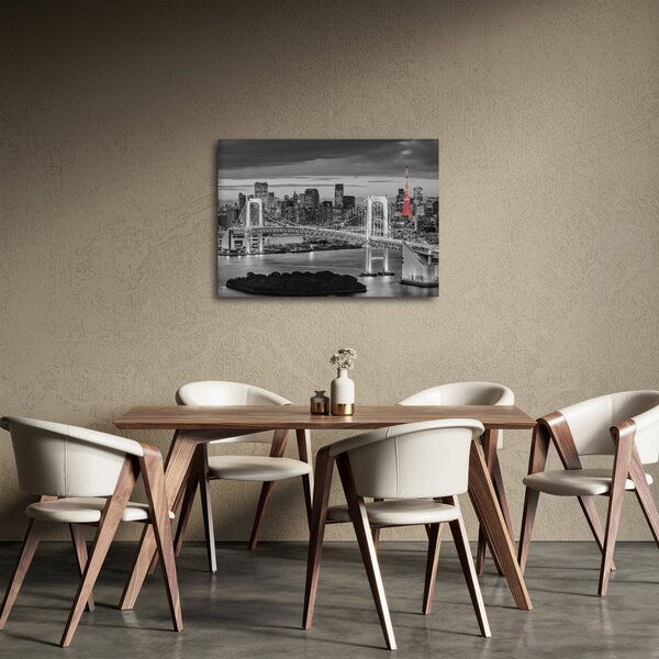 Obraz - Velkoměsto s červenou věží (70x50 cm)