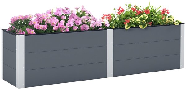 Vyvýšený záhon Outsunny, květinový box, pěstební box, zeleninový záhon s otevřeným dnem, bylinkový záhon pro zahradu, balkon, šedý, 200 x 50 x 56 cm |