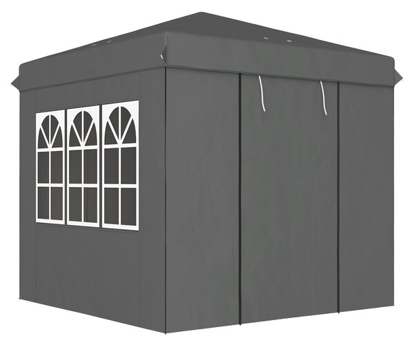 Outsunny Pavilon 2,5x2,5m, Voděodolný Stabilní Zimní Pop-up Skládací Pavilon, UV Ochrana 50+, Skládací Party Stan Zahradní Stan s 4 Bočními Panely a T