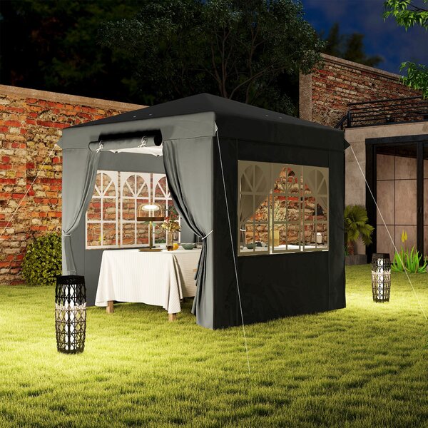 Outsunny Pavilon 2,5x2,5m, Voděodolný Stabilní Zimní Pop-up Skládací Pavilon, UV Ochrana 50+, Skládací Party Stan Zahradní Stan s 4 Bočními Panely a T