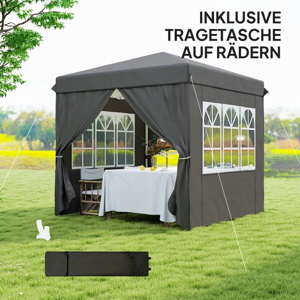 Outsunny Pavilon 2,5x2,5m, Voděodolný Stabilní Zimní Pop-up Skládací Pavilon, UV Ochrana 50+, Skládací Party Stan Zahradní Stan s 4 Bočními Panely a T