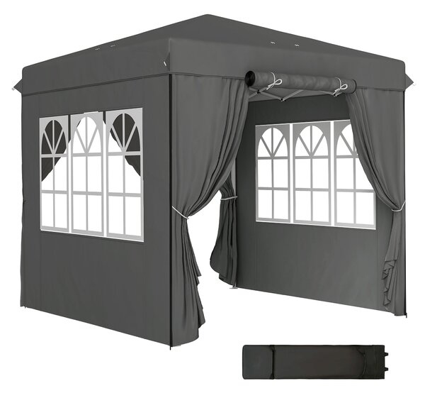 Outsunny Pavilon 2,5x2,5m, Voděodolný Stabilní Zimní Pop-up Skládací Pavilon, UV Ochrana 50+, Skládací Party Stan Zahradní Stan s 4 Bočními Panely a T