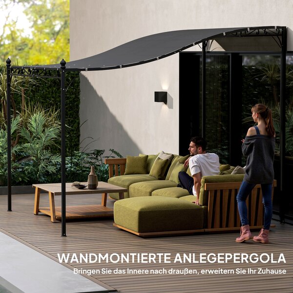 Outsunny Pergola s Laminovanou Střechou, Voděodolná Pergolová Markýza, Samostatně Stojící Zahradní Pergola pro Terasu a Zahradu přibližně 2,5x3x2,5 m