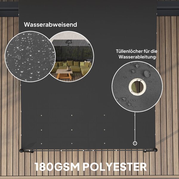 Outsunny Pergola s Laminovanou Střechou, Voděodolná Pergolová Markýza, Samostatně Stojící Zahradní Pergola pro Terasu a Zahradu přibližně 2,5x3x2,5 m