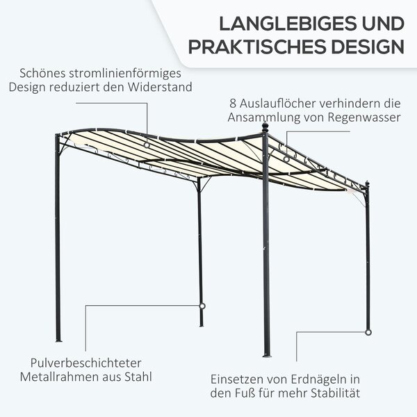 Zahradní pergola tent Outsunny s kovovým pláštěm 297x297cm | Aosom