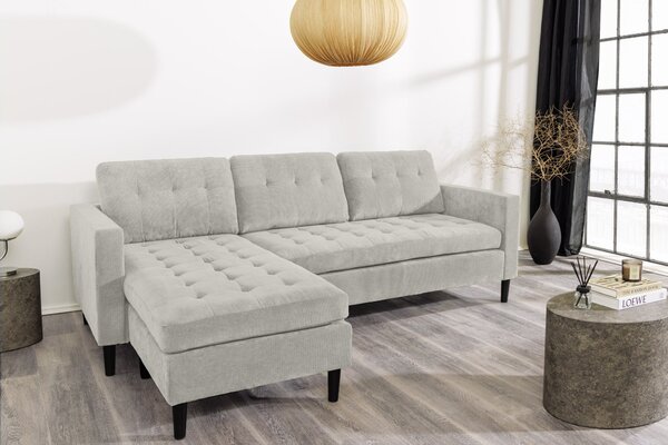 Rohová pohovka STOCKHOLM 220 CM greige manšestr UNI Nábytek | Obývací pokoj | Sedací soupravy a pohovky | Sedací soupravy | Rohové